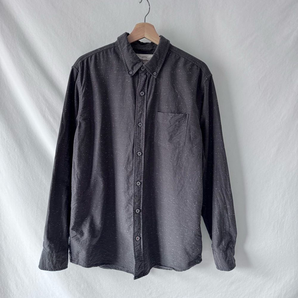 2/$20 Weatherproof Vintage Men’s L Charcoal Nep Speckle Button Down Shirt Cotton